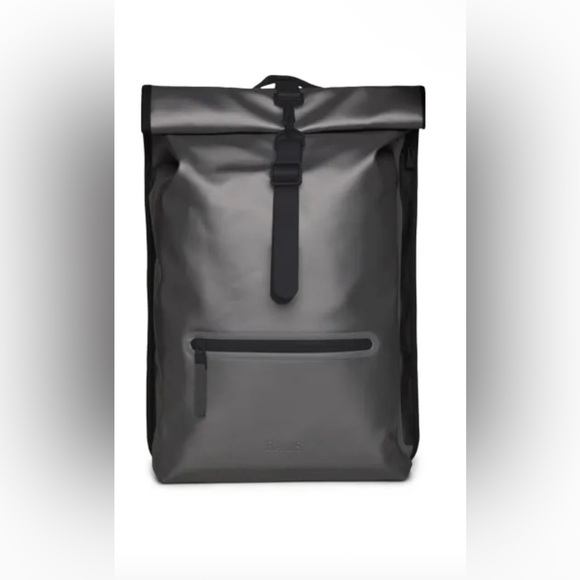 Rains Rolltop Rucksack Metallic Grey NWT
